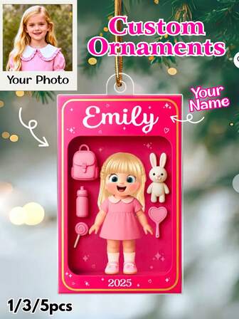 1/3/5pcs, Custom Family Meme-Style From Photo Car Ornament, Personalized Memorial Keepsake, Upload Names & Photo, Christmas Gift For Parents, Couples, Family, Custom Acrylic Portrait Gift For Parents, Teachers, Kids, Backpack Tag, Cute Keepsake For Classroom, Christmas Decor, Thanksgiving Gift, New Year Gift, Party Decor