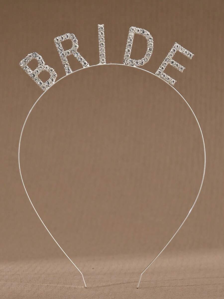 Băng đô chữ BRIDE đính đá, phụ kiện trang trí đám cưới, quà tặng cho phù dâu, phụ kiện ngày Valentine. - Bạc - Xem 1