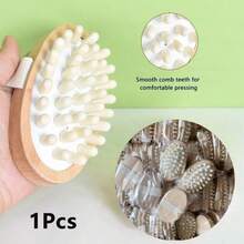 1 件装身体抗脂肪刷舒缓木质精油水疗气垫按摩梳头皮按摩刷身体按摩器 - 原色 - 查看 12