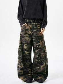1 Quần Jeans Cargo Phong Cách Mỹ Retro Justice Brother, Thiết Kế Chắp Vá, Quần Ống Rộng Dáng Rộng Thường Ngày (Không Bao Gồm Thắt Lưng Và Phụ Kiện) - Nhiều màu - Xem 7
