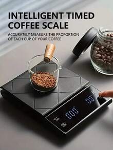 1 pieza Balanza electrónica de cocina digital de 3 kg/0.1 g - Balanza para café - Material ABS duradero - Con función de puesta a cero con un solo clic, temporizador - Múltiples unidades: g, oz, ml - Conversión con un solo clic - Botones táctiles - Pantalla LED de alta definición