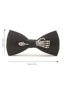 Personalized Men's Dark Goth Street Rock Halloween Spider Skull Decor Black Bow Tie