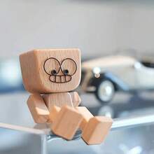 Wooden Rocking Toy Ornament, Car Decor, Dashboard Decoration, Gift For Men - With Expressive Accessories, Desk, Shelf, Car Decor, Easter, Christmas, Halloween, New Year Gifts, Gifts For Men And Women