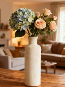 Vase en céramique blanche, décoration d'intérieur minimaliste et moderne, vase à herbes pour table à manger, étagère, porche et centre de table, style bois, vase/pot à fleurs de style bohème. Accessoires décoratifs minimalistes, décoration d'intérieur moderne pour salons et chambres à coucher, décoration centrale, cadeaux pour la fête des mères, cadeaux de remise des diplômes, décorations de mariage, vase en verre pour la décoration de la pièce