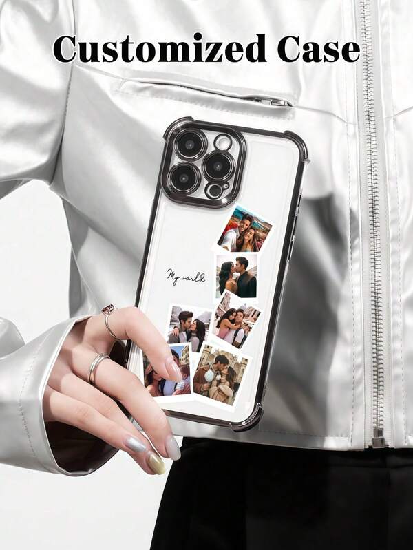 1pc Customized DIY Image & Name Printed Phone Case, Thickened Gold-Plated Corner Airbag Shockproof TPU Compatible With Samsung S24/S25 Ultra, 14 Ultra/Redmi Note13 Pro, 16/15/14 Plus/13 Pro/12 Pro Max/11/Xs Max/8/7/6 Plus. Clear, Fashionable, Vibrant, Cute, Minimalist Design That Perfectly Matches Your Phone. A Unique Personalized Gift For Friends, Girlfriends And Mothers.