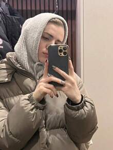 1 sztuka/damska szara czapka kominiarka ze ściągaczem, ciepła dzianinowa czapka ochronna na twarz i szyję do jazdy na nartach na świeżym powietrzu, odpowiednia do ochrony przed zimnem zimą