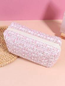 1pc Pink Incensy Design Stationery Storage Bag With Aesthetic Charm For Office And School Supplies Macaron Large Pencil Case Pouch ,INS Stationery Bag, Portable Handheld Pencil Case Bag , Cosmetic Bag