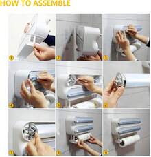 3-Layer Magnetic Multifunctional Wall-Mounted Storage Box, Multifunctional Plastic Film Cutter With Paper Holder, Household Non-Porous Storage Rack For Oil Paper, Tin Foil Paper, Baking Paper, Towels And Roll Paper, Home Storage Box And Storage - White - View 12