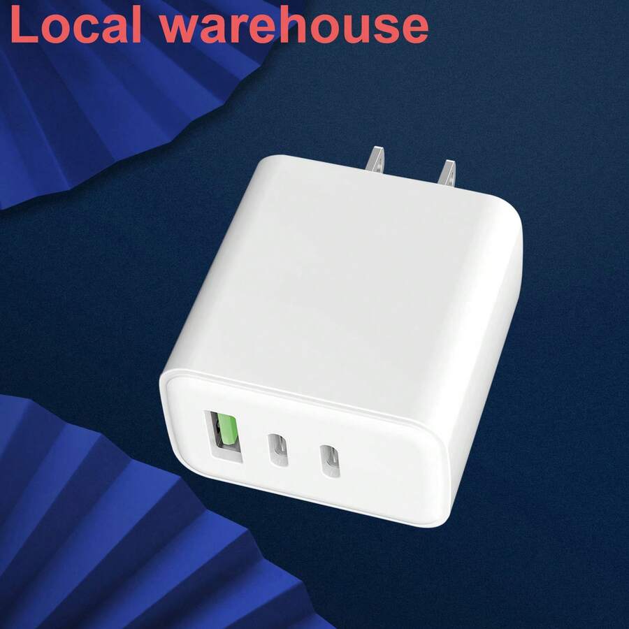 Local Warehouse 3-Port (2 USB-C + 1 USB-A) Wall Charger: Fast Charging With PD & QC For I Phone 16/15/14/13/12 Series Home Office Phone Charger Multi-Port High Output Power - US A Type Plug(110-127V) - View 1