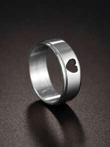 1 件男女通用不锈钢心形戒指