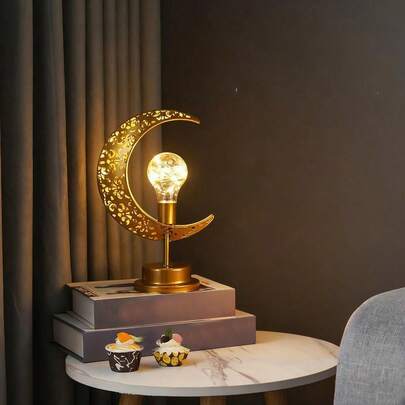 LED 星星、月亮、悬挂和固定铁艺彩灯，适用于节日、生日、婚礼、卧室、床头装饰氛围照明，空心桌面装饰灯，适合家居和礼品