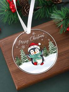 Ornament de Crăciun Fericit cu Pinguin pentru Bebeluși, Cadouri de Ornament cu Pinguin pentru Familie, Decor Agățat pentru Bradul de Crăciun, Ornamente Pandantive Acrilice de Crăciun, Ornamente Pandantive de Crăciun cu Animale, Suvenir de Crăciun cu Animale Drăguțe