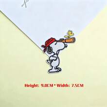 5pcs Cute Snoopy Dog Car Heart Shaped Embroidered Patches, Suitable For Clothing DIY Iron-On, Random Style