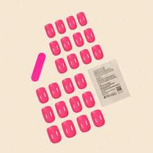 Halloween Best-Selling Homemade Minimalist &  Short Square French Neon Pink Removable Press-On Nails
