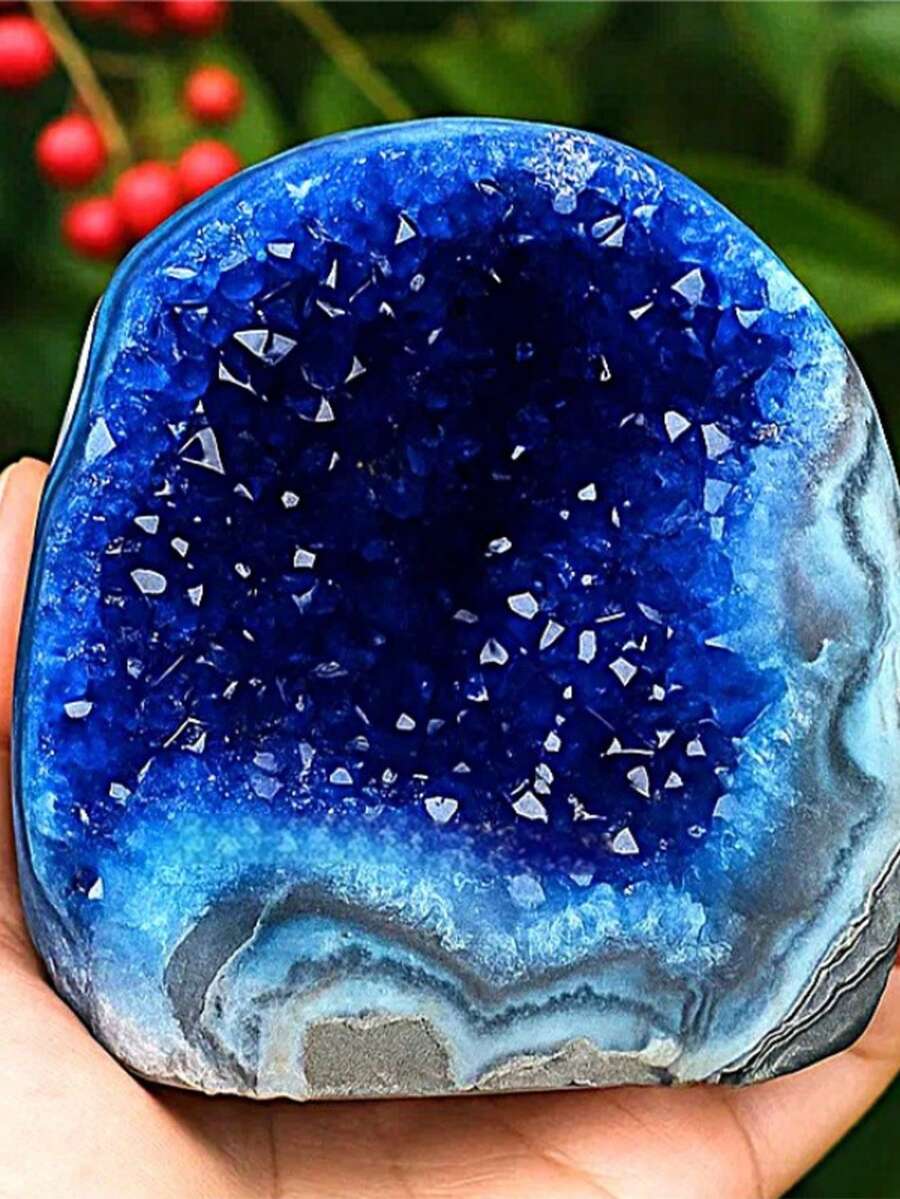 1pc Blue Crystal Cluster, Vivid Crystal Cluster - Unique Holiday Gift - Suitable For Home And Office Decor - Blue - View 1