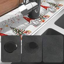 1 buc Crăciun Fericit, Un Brad de Crăciun în Zăpadă, Model Tematic Moș Crăciun, Pad de Scurgere a Chiuvetei, Pad de Robinet de Baie cu Uscare Rapidă din Diatomit, Poate Tăia Decorațiuni de Sărbători, Pad de Scurgere a Bucătăriei de Uz Casnic, Protector pentru Lavoar, Potrivit pentru toate tipurile de robinete din baie și bucătărie. - Multicolor - Vizualizare 12