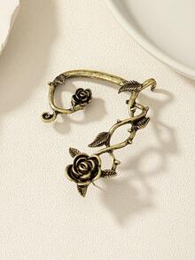 New Punk Style Earrings, Creative Gothic Dark Leaf Rose Flower Earrings For Women, Popular In Europe And America