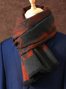 1 件男士商务奢华围巾，男女通用披肩，男士印花围巾 180*30 厘米，适合商务，时尚流苏围巾，经典格子围巾 - 多色 - 查看 12