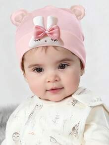 1pc Newborn Cute Rabbit Design Soft Warm Baby Hat, Suitable For Baby Boys And Girls, Everyday Wear All Seasons - Multicolor - View 2