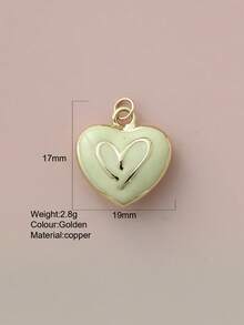 1pc Cute Heart-Shaped Copper Pendant, Handmade DIY For Necklace, Bracelet, Earrings, Suitable As Christmas Gift