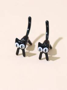 Bông tai thiết kế mèo - màu đen - Xem 9