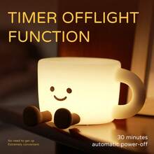 Coffee Cup Night Light, Bedroom Decor Lamp, Sleep Night Light, LED Light, Dimmable With Timer, Soft Silicone Material, Bedside Lamp, Suitable For Room Decor, Holiday Gift - Multicolor - View 6