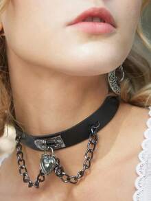 1-9pcs Adjustable Gothic Punk Style Heart Rivet PU Leather Choker Necklace For Women - Leather Collar - View 18