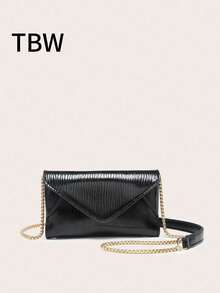 Women's Diagonal Shoulder Bag, Flap Bag, PU Metal Chain, Embossed Texture Square Bag, Fashionable For Outings And Shopping.