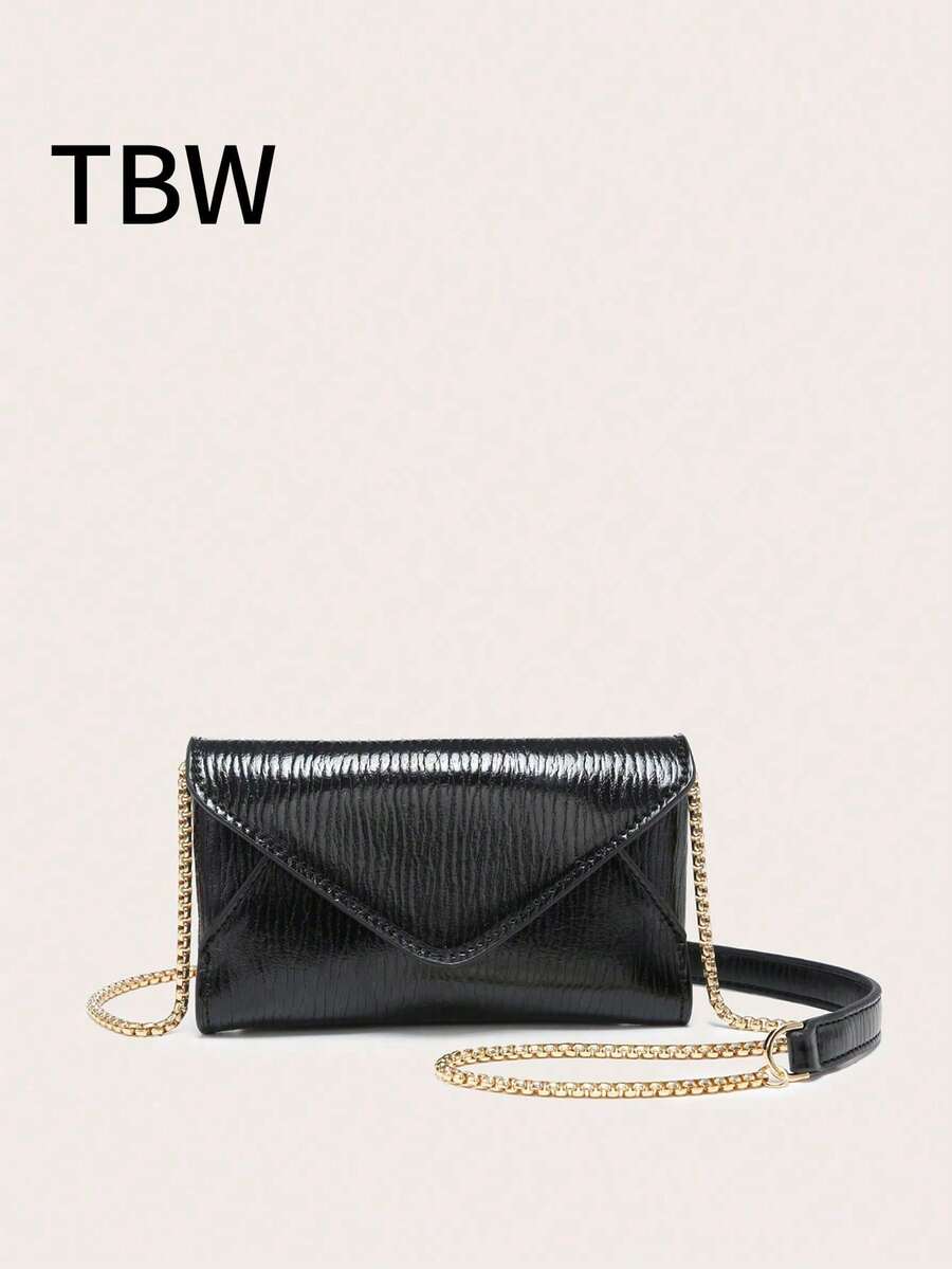 Women's Diagonal Shoulder Bag, Flap Bag, PU Metal Chain, Embossed Texture Square Bag, Fashionable For Outings And Shopping.