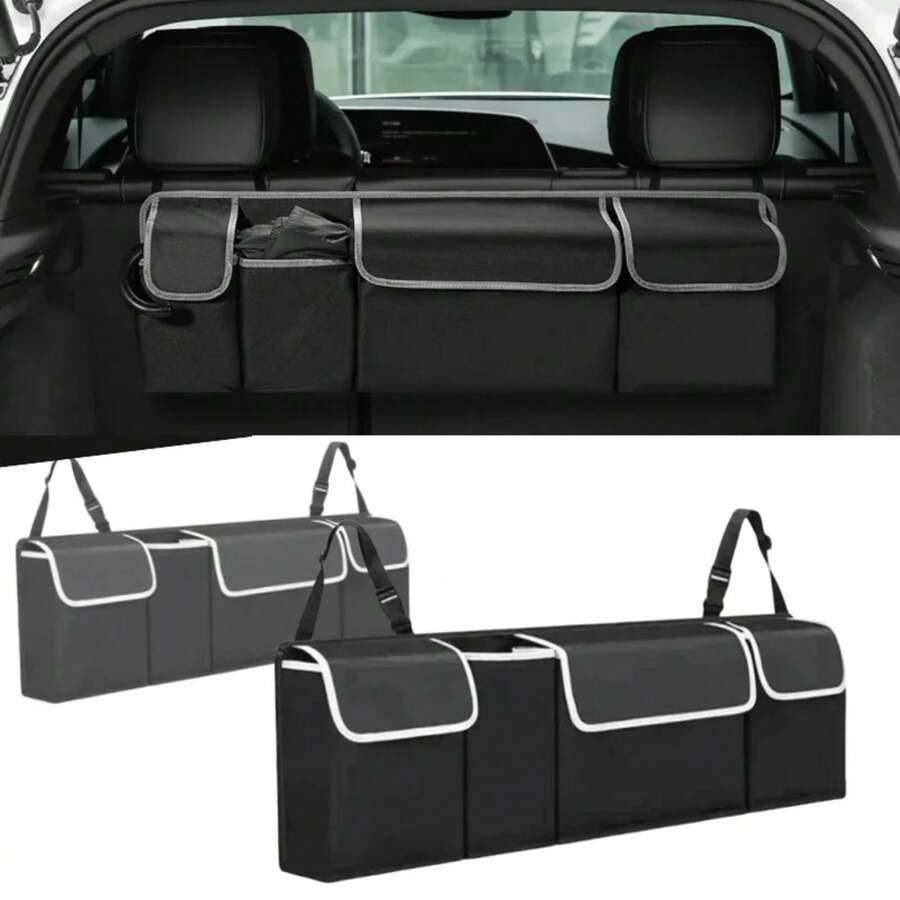 Organizador de maletero de coche SUV, bolsa de almacenamiento para asiento trasero, organizador colgante para camión SUV MPV con múltiples bolsillos, organizador duradero para asiento trasero - 1 pieza - Ver 1