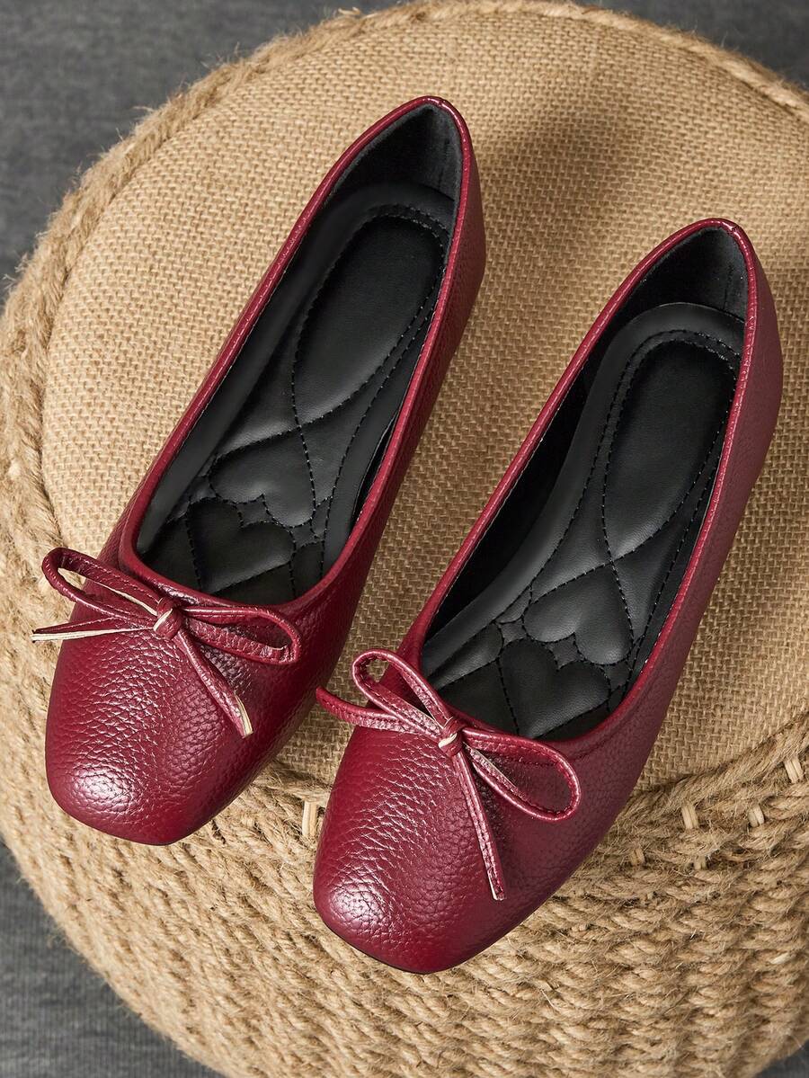 MonaNise Sapatos baixos femininos de bico quadrado, bico fino, com laço de damasco, preto e branco, casuais para atividades ao ar livre, cáqui de alta qualidade, versáteis