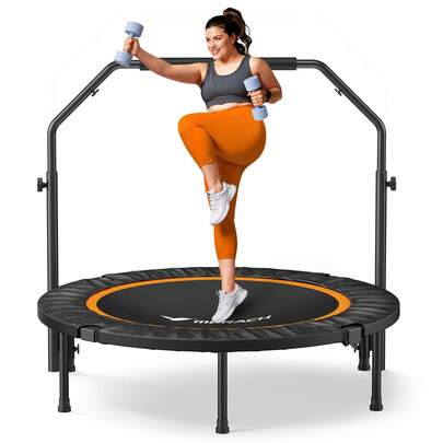 MERACH 40cm/48cm Rebounder Mini Trampoline Adult, Fitness Trampolines Max Load 150KG With Adjustable Handle, Suitable Rebounder For Adults Outdoor Workout