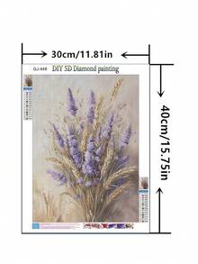 1 pièce Peinture de diamant DIY - Floral, Lavande, Décoration d'intérieur, Plein forage, 30*40cm/40x50cm