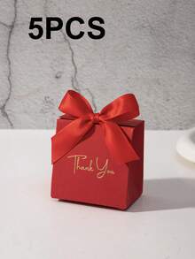 5/10 piezas Cajas de regalo mini, cajas de papel de especialidad de unicolor con texto "Gracias" en dorado, decoradas con cinta de satén y lazo. Adecuado para contener dulces, aperitivos, chocolates y pequeños regalos de Navidad. También aplicable para bodas, fiestas, celebraciones de cumpleaños y decoraciones navideñas. - caja de gracias - Ver 14