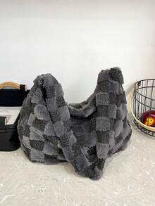 Túi Tote Thêu Thời Trang, Túi Xách Hình Bánh Bao Đơn Giản Cho Nữ - màu đen - Xem 3