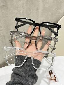 3-Pack Unisex Square Casual Versatile Glasses, Suitable For Reading, Gaming, Computer, Phone Use, Anti-Eyestrain Clear Lens Accessories
