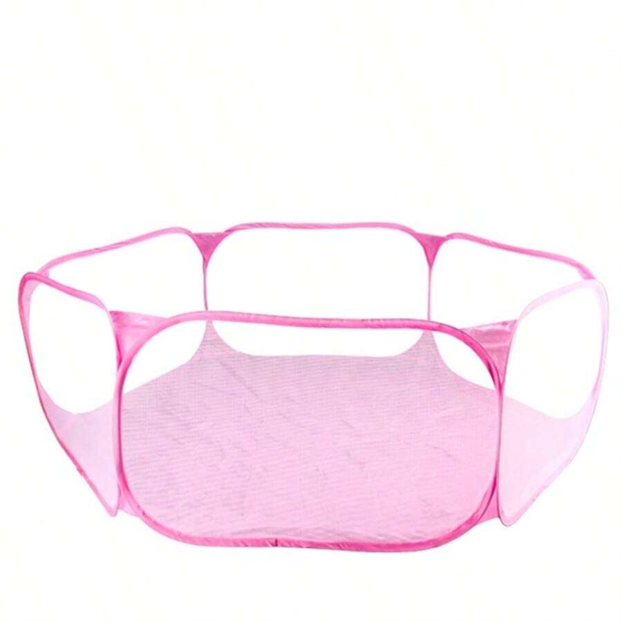 100*37CM Cerca dobrável para animais de estimação com forro à prova d'água - adequada para cães, gatos e roedores - Rosa chiclete - Visão 1