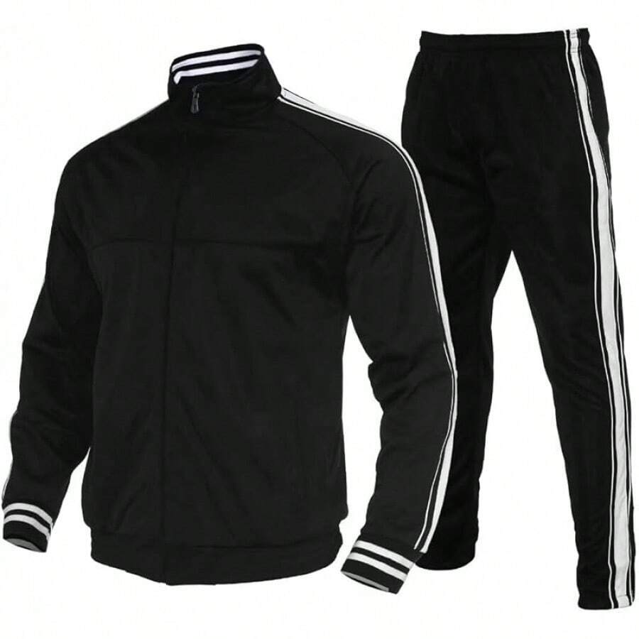 Mens 2 Piece Tracksuit Sets Casual Jogging Sweat Suits, Activewear - Black10 - View 1
