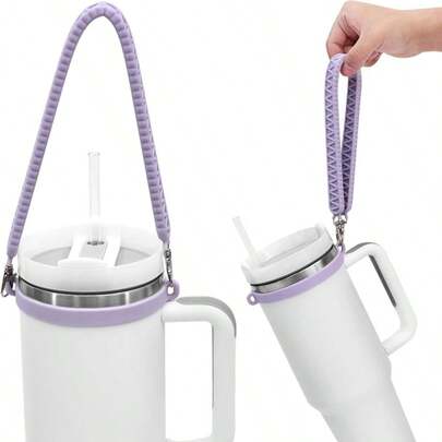 1个硅胶水瓶提手带，适用于8-40盎司水瓶，通用配件，适用于户外旅行、运动和休闲散步，水瓶支架