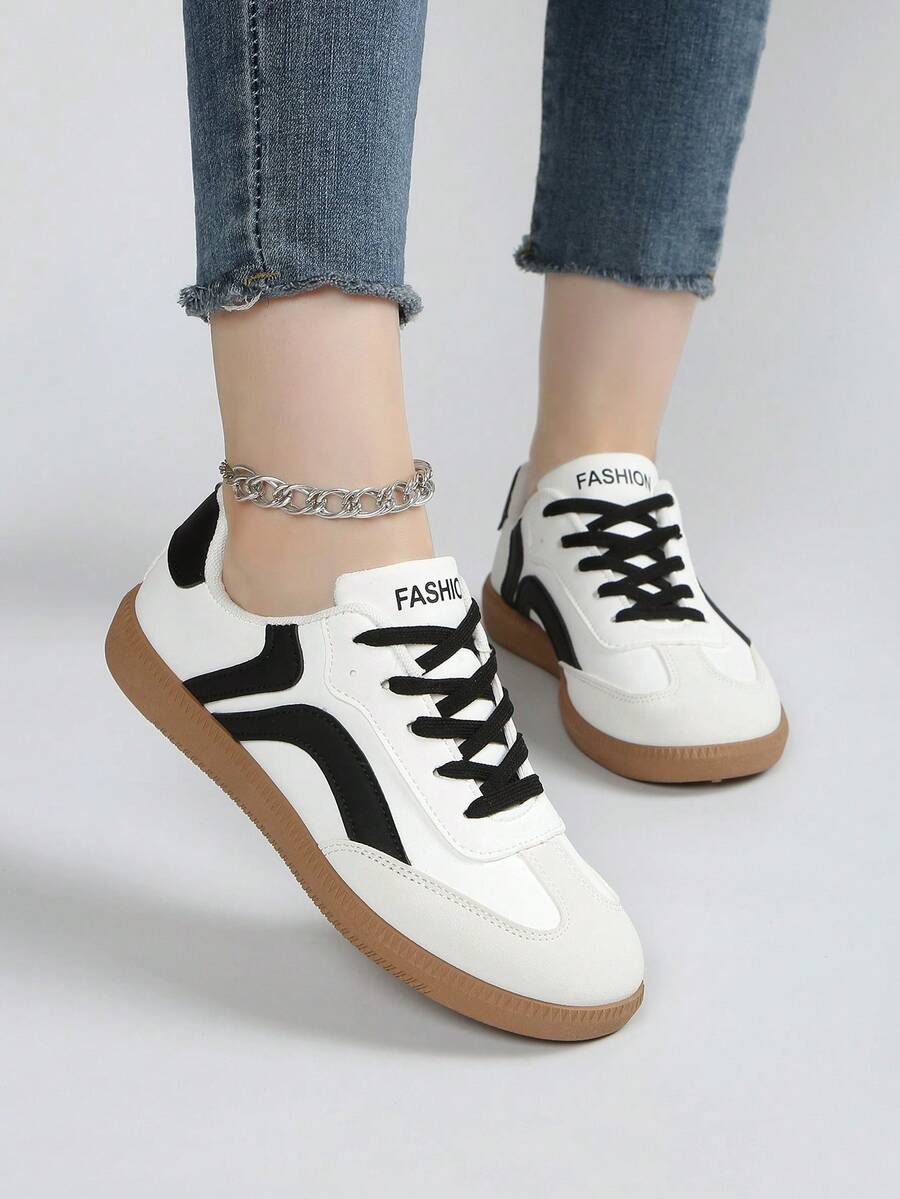 女士透气休闲平底运动鞋跑步鞋 - 黑色 - 查看 1