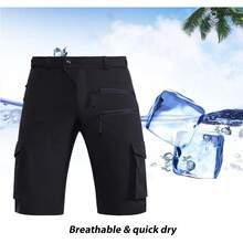 ¡RecomendadoHiauspor Pantalones Cortos de montaña para Hombre, Shorts de Bicicleta de montaña, Secado rápido, con Bolsillo de Cremallera¡Top de Temporada - Gris - Ver 5