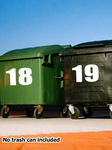 1Pvc Self-Adhesive White Number Stickers - Large 5.7" (14.5cm) Commercial Grade High Visibility Reflective Trash Bin Labels With Durable And Residue-Free Edges For Wheelie Bins, Bulk Trash Bins, Car Trash Bins, Garage Organization - Perfect For Nighttime Use And Strong Marking