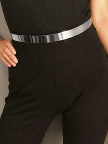 1条女士银色光滑经典户外装饰可调节腰链，适合派对、休闲穿着，也是送给朋友的圣诞礼物。 - 銀色 - 查看 6