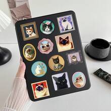 50 Cute Cat Stickers - Floral And Eyeglass Patterns, Pastel Tones - Matte Texture, No Residue - Suitable For Laptops, Water Bottles, Scrapbooks - The Perfect Gift For Cat Lovers And Stationery Collectors, Cat-Themed Design, Reusable Adhesive Stickers - 1 - 查看 5