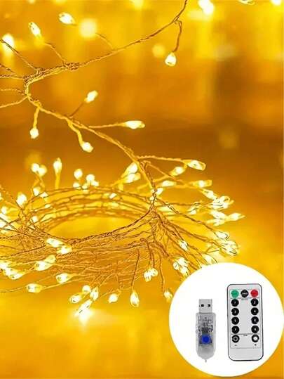 1pc Christmas Decoration String Lights, LED Christmas Atmosphere Night Light, USB Firecracker Lights, Christmas Indoor Fairy Lights For Christmas Tree Decor, Home Decor, Wall Decor, Kitchen Decor, Game Room Decor, Party Decor, Birthday Party Decor, Outdoor Decor, Wedding Decor, Bedroom, Study, Reading Room, Bathroom Decor, Graduation Party Camping Decor, Yard Decor, School, Restaurant, Bar, Garden Party Supplies, Suitable For Halloween