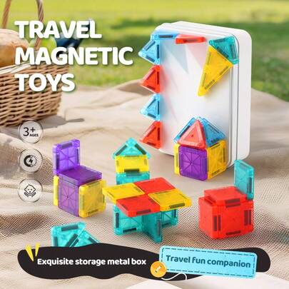 磁性积木 STEM 玩具，提高动手能力和创造力，青少年益智建筑玩具，生日礼物，颜色随机