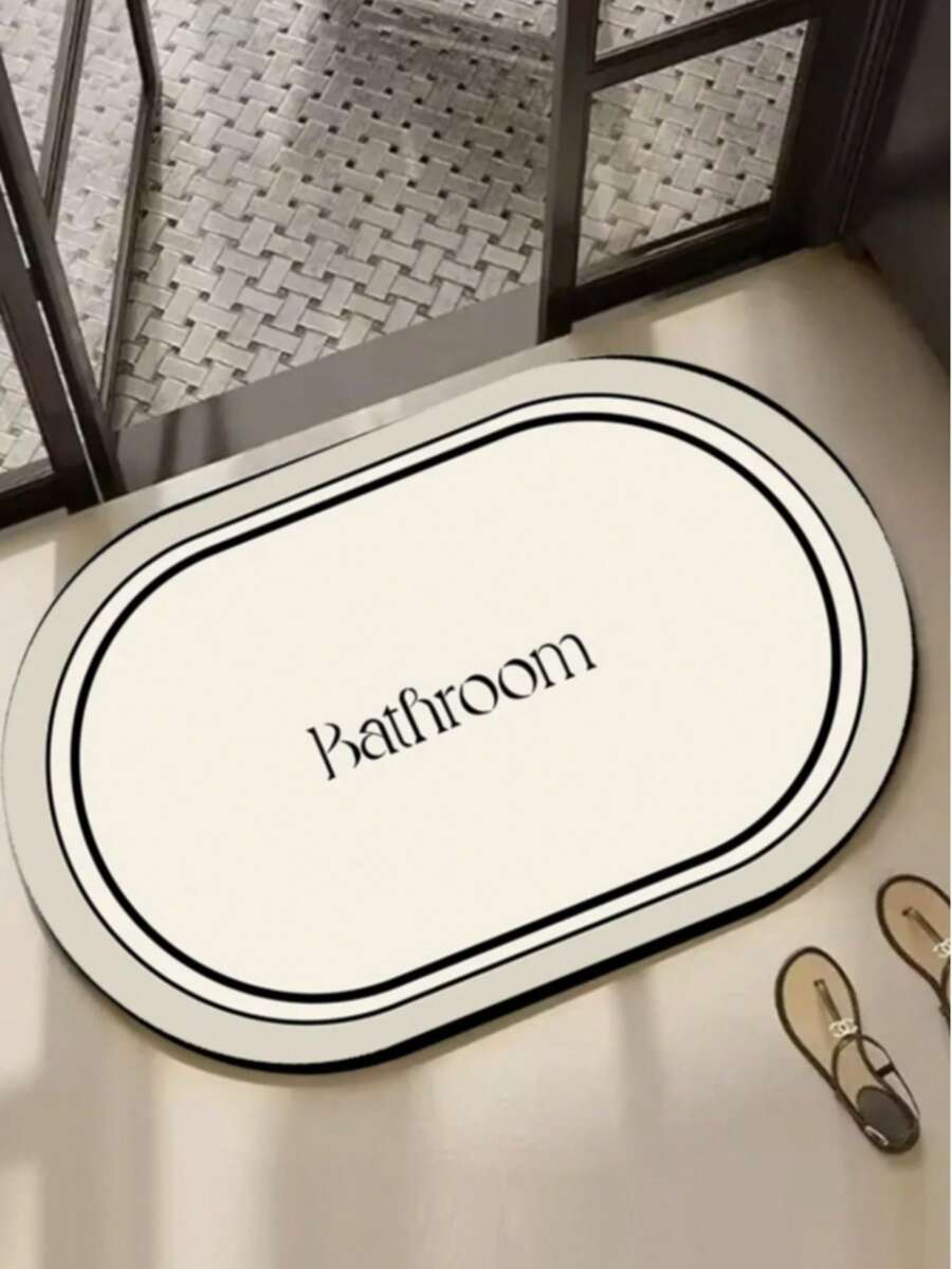 60x100 Cm Oval Non-Slip Bathroom Mat – Soft, Absorbent & Durable | Made In Turkey - White - View 1