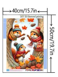 1pc DIY Diamond Painting - Squirrel, Full Drill, Home Decor, 30*40cm/40x50cm - Multicolor - View 10