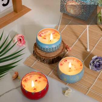 1 Bohemian Style Holiday Candle Gift Set, Suitable For Home Decoration, Winter Gatherings, Holiday Decoration, Holiday Atmosphere, Comfortable Winter Candles, Seasonal Decoration, Handmade Holiday Candles, Perfect For Relaxation, Yoga, And Bathing.