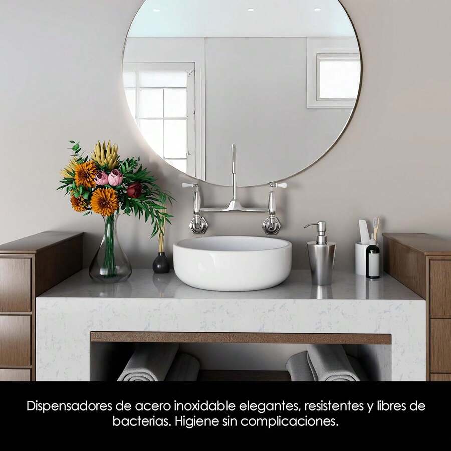 Art & Home Elegante Despachador paraón líquido de Acero Inoxidable 500 ml. para Uso en baño, Cocina, Oficina, Comercio - 1 - Ver 1